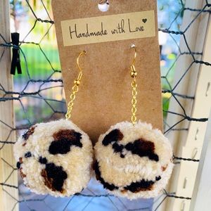 Leopard POM POM earrings